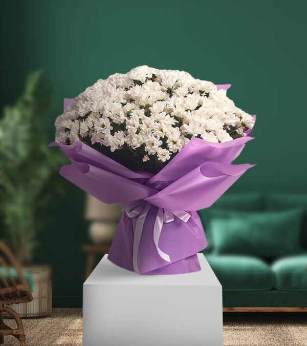 Delighted White Chrysanthemum Bouquet