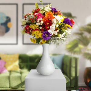 Mix Alstroemerias With White Vase