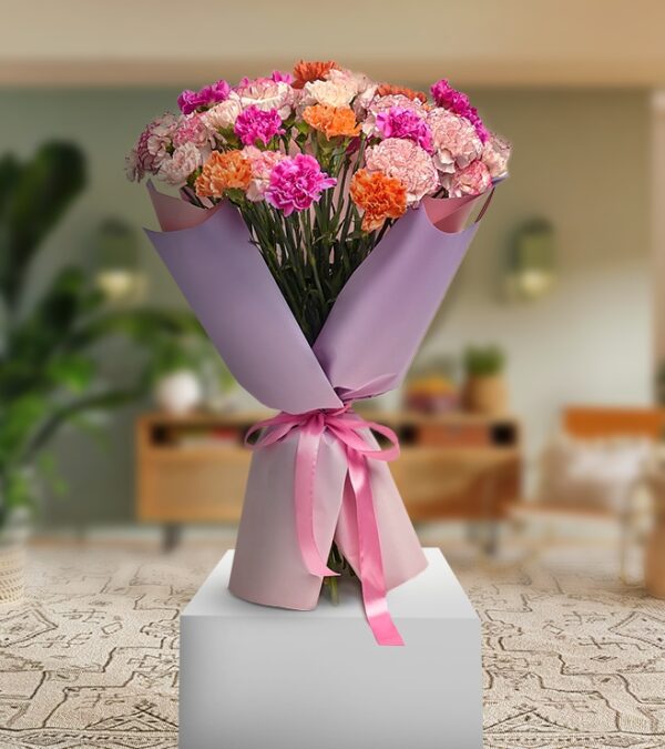 Elegant Pink and Orange Carnation Bouquet