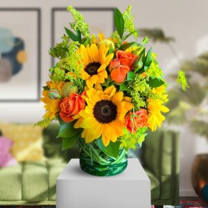 Yellow and Orange Sunflower Vase