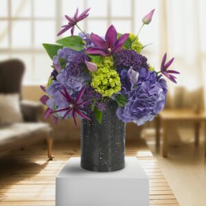 Purple and Green Hydrangeas With Vase