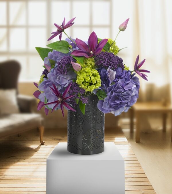 Purple and Green Hydrangeas With Vase