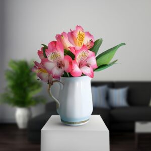 Pink Alstroemerias With Cup of Vase