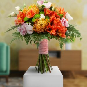 Orange and Pink Alstroemerias Bunch