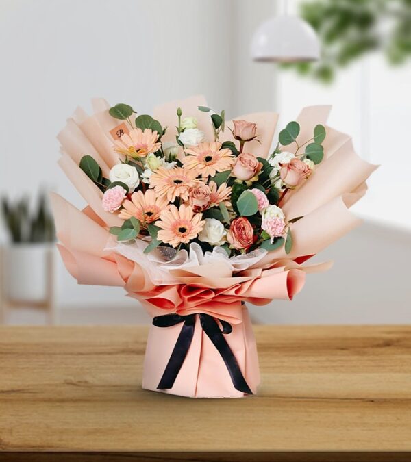 Peach and Mix Gerberas Bouquet