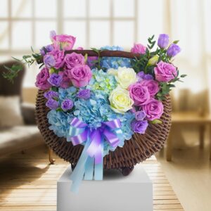 Pink and See Blue Hydrangea Basket