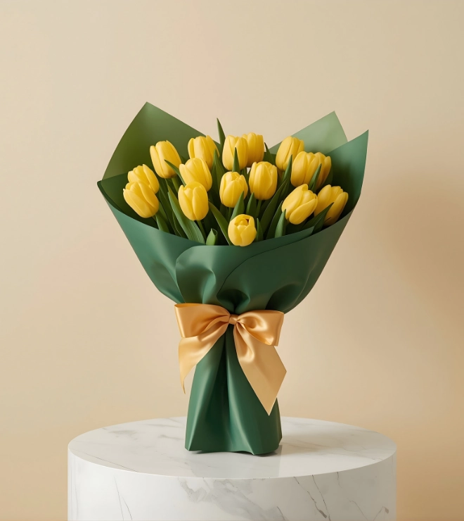 Joyful Yellow Tulips Bouquet