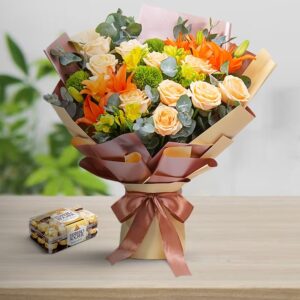 Peach and Orange Lilies Bouquet