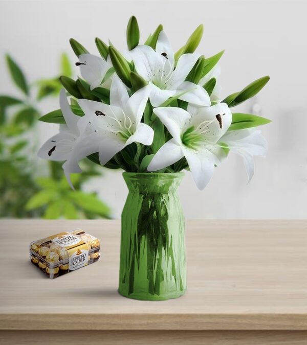 White Lilies With Leafs