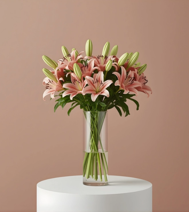 Natural Pink and Green Lilies