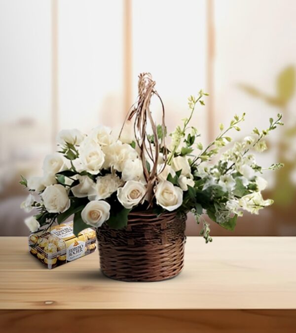 Luxury White Orchids Basket