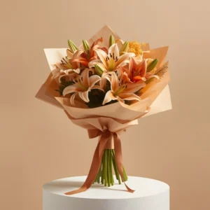 Peach and Orange Lilies Bouquet