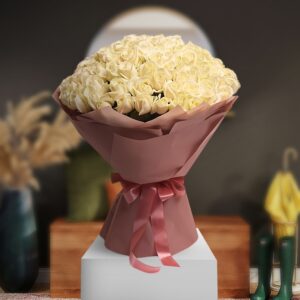 Blushing White Roses Bouquet