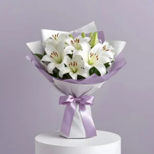 Twist of Two White Lilies Bouquet