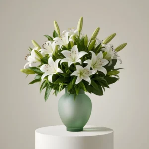 White Lilies With Leafs