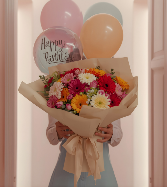 Happy Birthday Balloons & Blooms