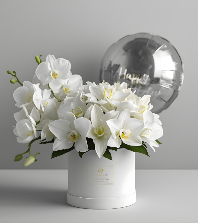 Pearl of the Gulf (White Lilies & Orchid)