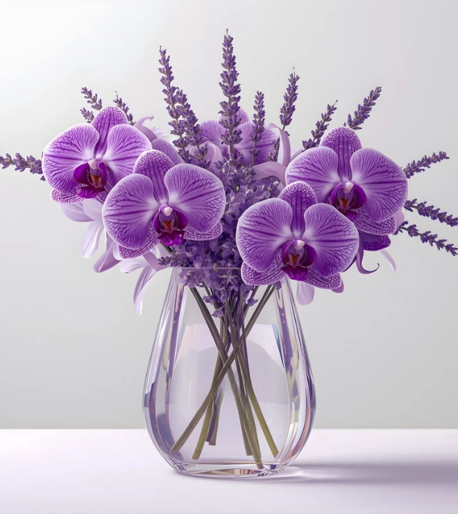 Orchid and Lavender Vase
