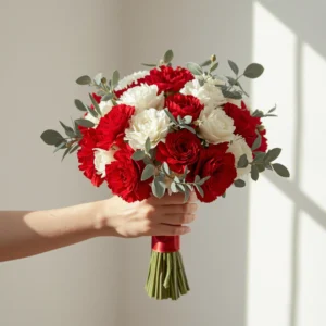 Red & White Carnation Bridal Bouquet