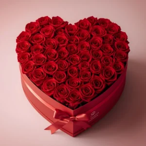 Romantic Heart-Shaped Red Rose Box