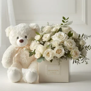 Teddy Bear & Flowers Combo