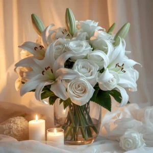White Lilies and Roses