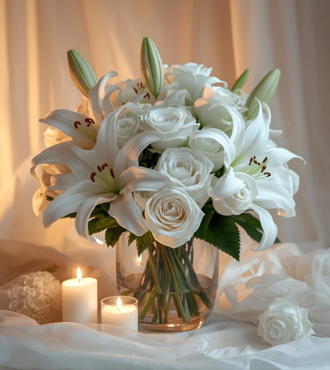 White Lilies and Roses