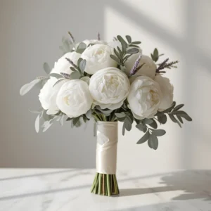 White Peony & Eucalyptus Bridal Bouquet